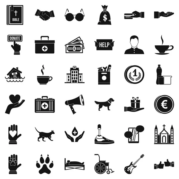 Helping icons set, simple style — Stock Vector