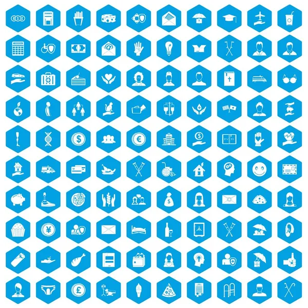 100 hayırseverlik simgeleri mavi ayarla