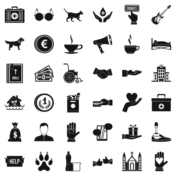 Sadaka çalışma Icons set, basit tarzı