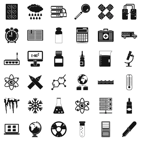 Wetenschap iconen set, eenvoudige stijl — Stockvector