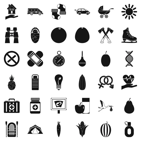 Çocuk Icons set, basit tarzı yürüyüş