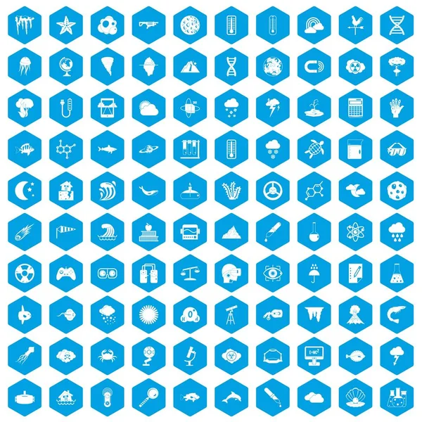 100 araştırma simgeleri mavi ayarla