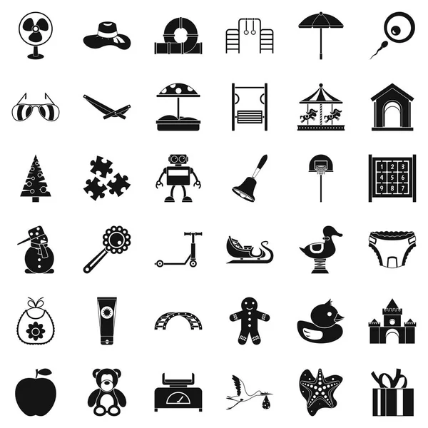 Conjunto de iconos de infancia, estilo simple — Vector de stock