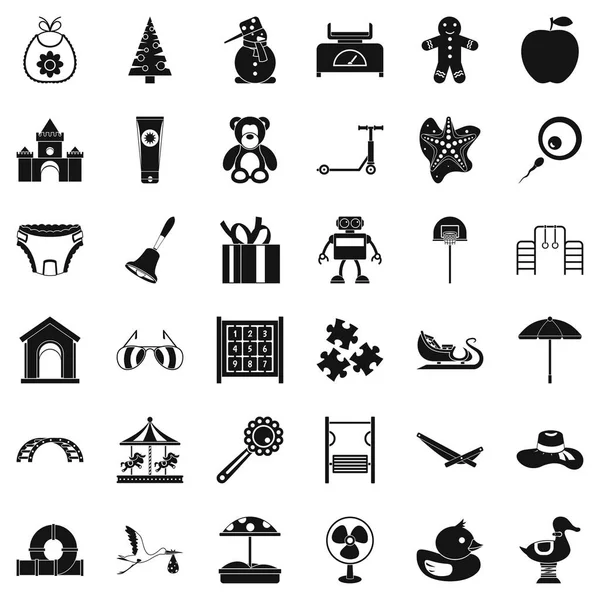 Mutlu çocukluk Icons set, basit tarzı