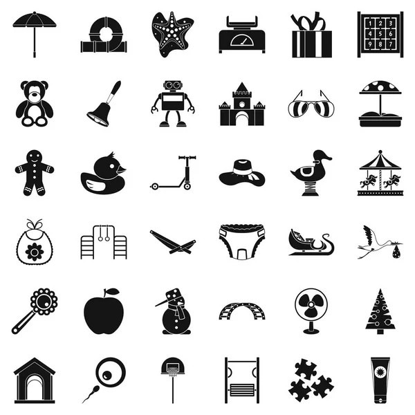 Güzel çocukluk Icons set, basit tarzı