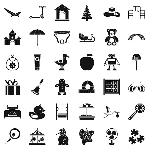 Mutlu çocuk Icons set, basit tarzı