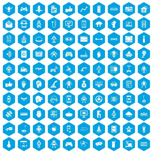 100 robot simgeleri mavi ayarla