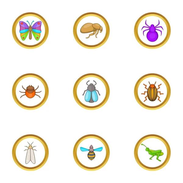 Böcekler Icons set, karikatür tarzı türleri