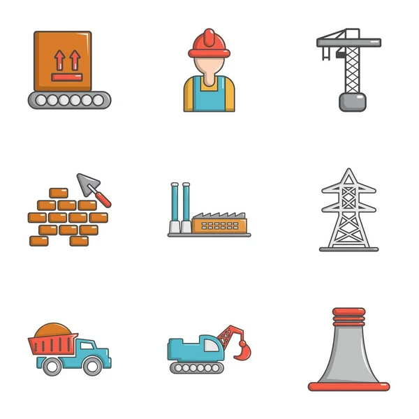 Sanayi teknoloji Icons set, karikatür tarzı — Stok Vektör