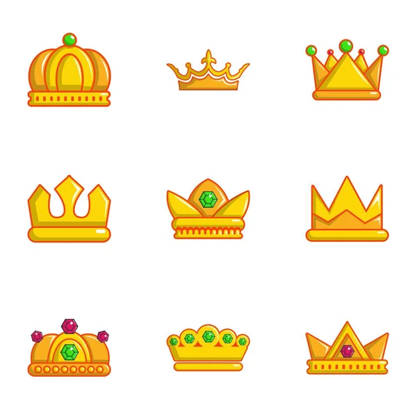 Királyi korona ikonok készlet, lapos stílus — Stock Vector