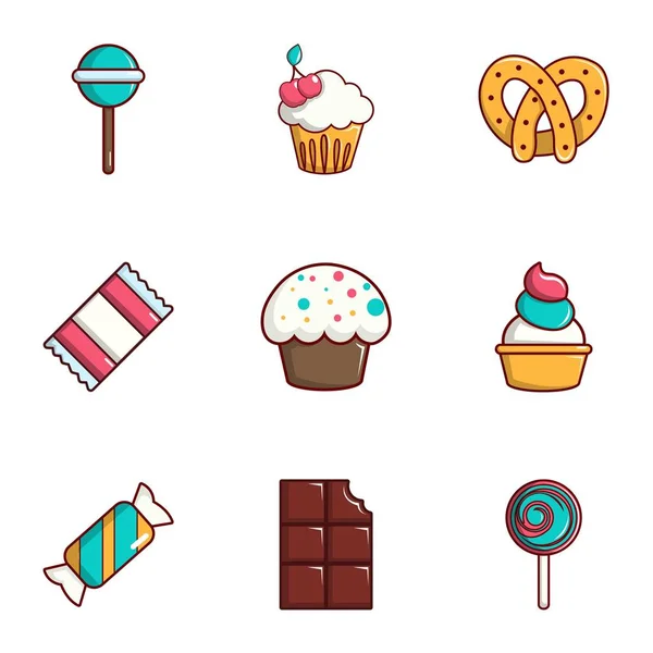 Dessert ikoner set, platt stil — Stock vektor