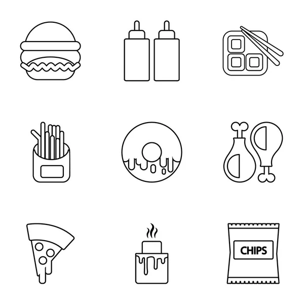 Différentes icônes de restauration rapide ensemble, style contour — Image vectorielle