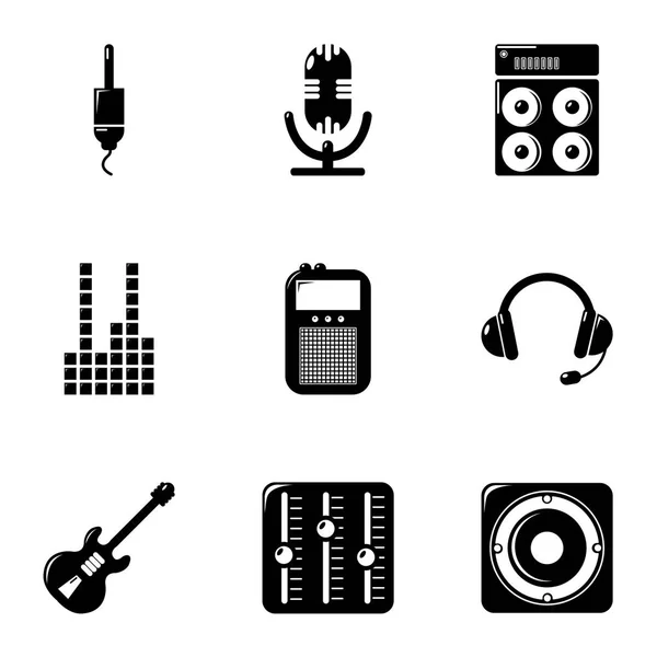 Ensemble d'icônes d'accompagnement sonore, style simple — Image vectorielle