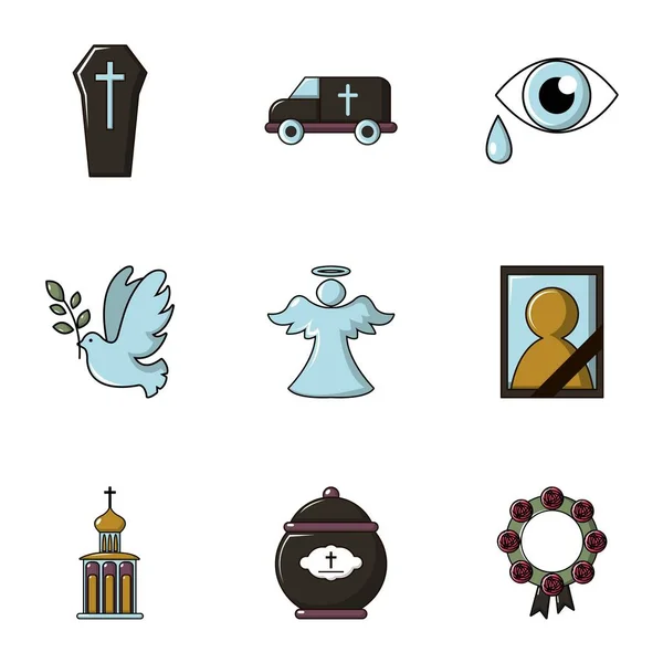 Funeral shipping icons set, flat style — Stock Vector