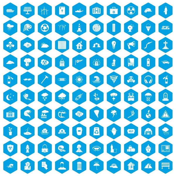 100 afet simgeleri mavi ayarla