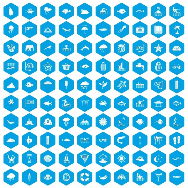 100 dalış simgeleri mavi ayarla