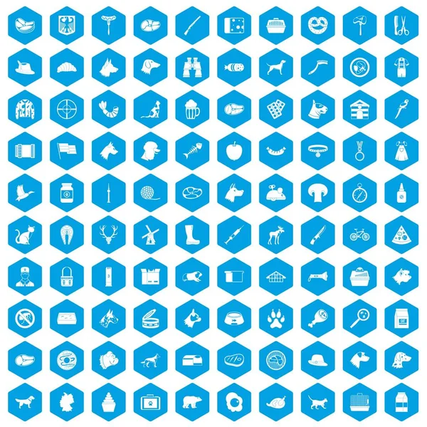 100 köpek simgeleri mavi ayarla