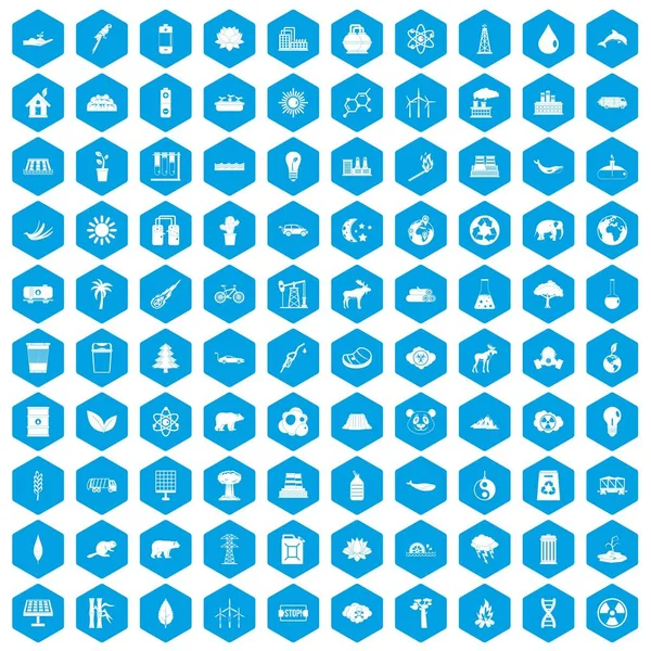 100 Eko simgeleri mavi ayarla