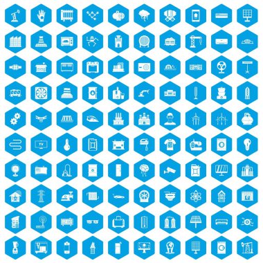 100 elektrik mühendisliği simgeleri mavi ayarla