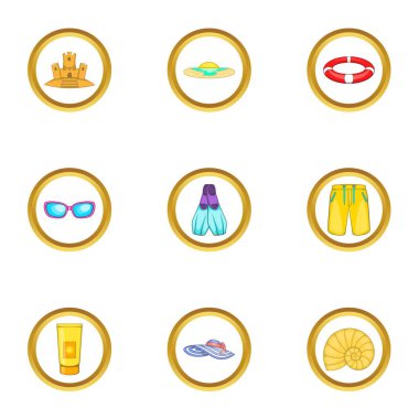 Su rekreasyon Icons set, karikatür tarzı