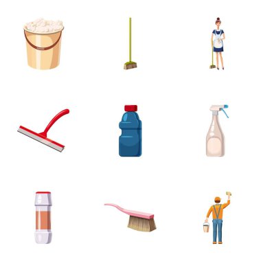 Deterjanlar Icons set, karikatür tarzı