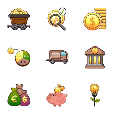 Yatırım Icons set, karikatür tarzı