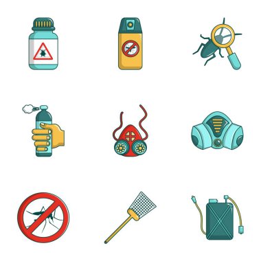 Haşere kontrol Icons set, karikatür tarzı