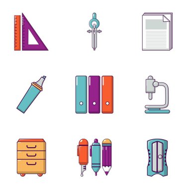 Teknik çizim Icons set düz stil