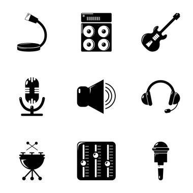 Müzik şeyler Icons set, basit tarzı