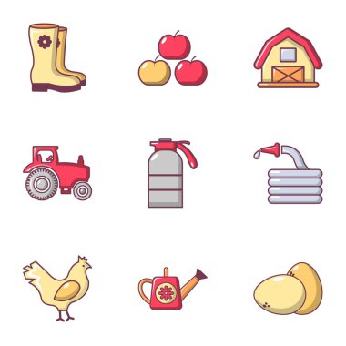 Tarım şeyler Icons set, düz stil