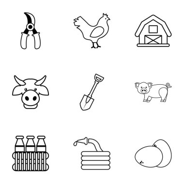 Tarım şeyler Icons set, anahat stili