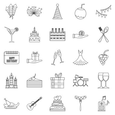 Tarihi Icons set, anahat stili