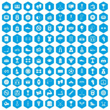 100 boks simgeleri mavi ayarla