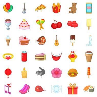 İyi bir parti Icons set, karikatür tarzı