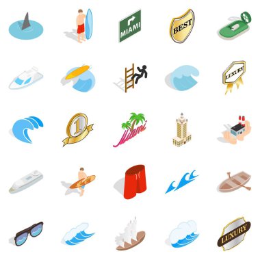 Sörf Icons set, izometrik stili