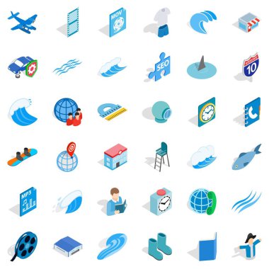 Mavi şey Icons set, izometrik stili