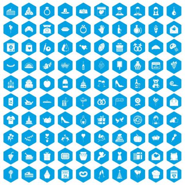 100 kek simgeleri mavi ayarla