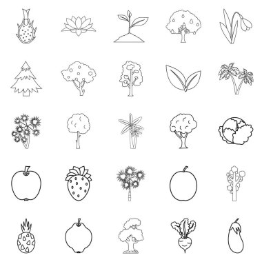 Hasat bitkiler Icons set, anahat stili