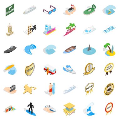 Deniz tekne Icons set, izometrik stili
