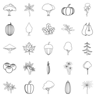 Yeşil Icons set, anahat stili