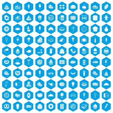 100 kalori simgeleri mavi ayarla