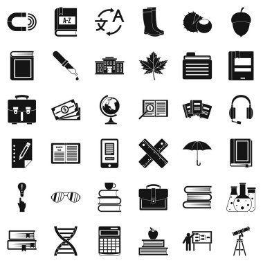 Bilim Icons set, basit tarzı