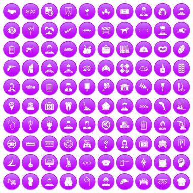 100 favori iş simgeleri mor ayarla