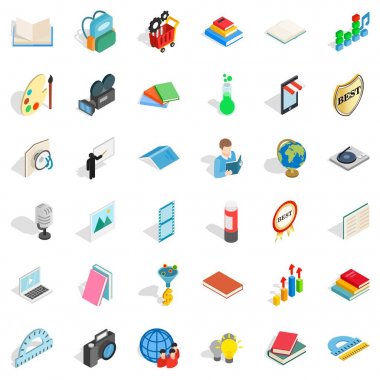Eğitim Icons set, izometrik stili