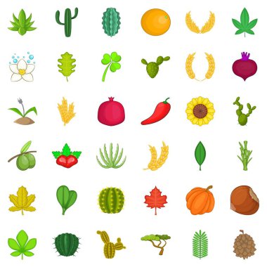 Organik bitki Icons set, karikatür tarzı