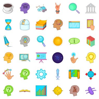 Uzun Icons set, karikatür tarzı beyin fırtınası