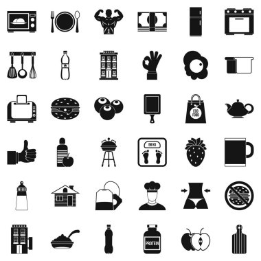 Yemek kahvaltı simgeler kümesi, basit tarzı için