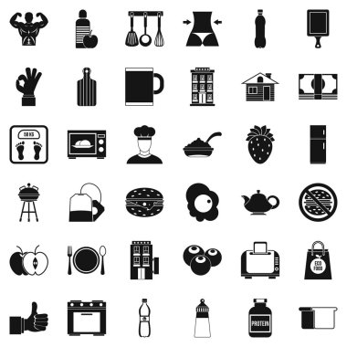 Güzel bir kahvaltı Icons set, basit tarzı