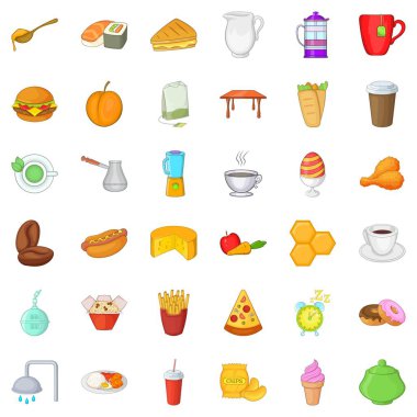 Büyük bir kahvaltı Icons set, karikatür tarzı