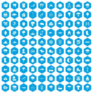 100 bulutlar simgeleri mavi ayarla